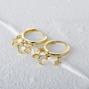 New 18K Gold Vermeil Sterling Silver 925 tassel hoops earrings set